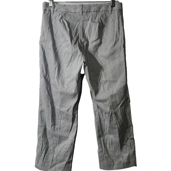 J. Jill Linen Stretch Pants Women's Size 10 Gray Striped Pinstripe Straight Leg - Picture 2 of 6